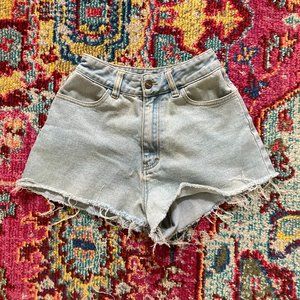 Afends High Waisted Light Wash Denim Shorts Size 2